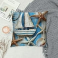 thumbnail image 2 of Chilfamy Ocean Theme Pillow Covers ,Seaside Splicing Wooden Stripes Cushion Covers for Car RV Camper Office,Blue White Sailboat Model Coastal Shell Starfish Outdoor Pillow Covers Multi-Size, 2 of 5