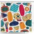 thumbnail image 1 of Colorful Halloween Shower Curtain - Fun Pumpkins, Skulls & Bats Design, 1 of 4