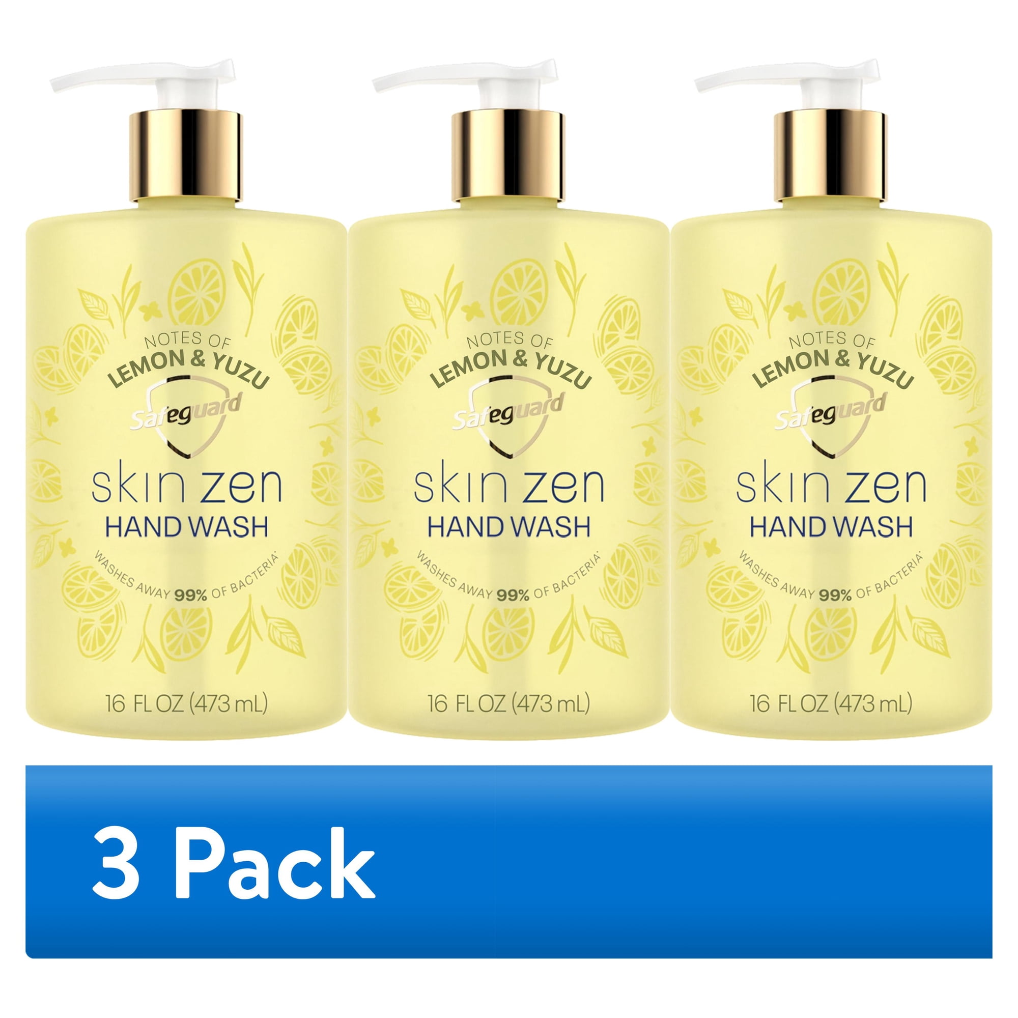 (3 pack) Safeguard Skin Zen Liquid Hand Soap, Notes of Lemon & Yuzu, 16 fl oz