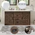 thumbnail image 4 of Amerlife 61" Farmhouse Double Bathroom Vanity with Sink Combo, Dual Basin Bathroom Storage Cabinet with Sliding Barn Doors & Drawers, Brown, 4 of 7