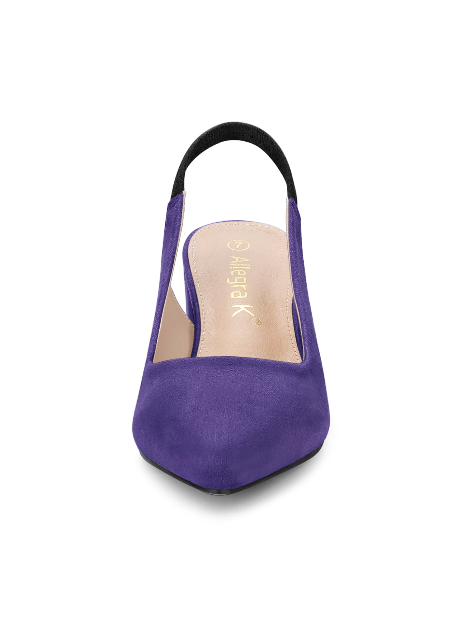 DARING DIVA Women's Pointed Toe Block Heel Pumps Leopard Slingback Heels Purple 9