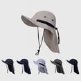 thumbnail image 2 of Unisex Bucket Hat Neck Cover Flap Sun Wide Brim Peaked Solid Outdoor Sun Cap, 2 of 12