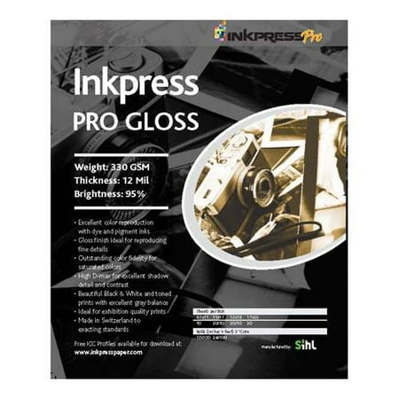 Pro Gloss Inkjet Photo Paper, 330gsm, 12mil, 95% Bright, 13x19", 20 Sheets