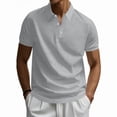 thumbnail image 4 of Stylish Polo Shirts Men Casual Collared Short Sleeve Button Up Golf Shirt Shirt Lightweight Quick Dry Work Shirts Light Gray XXL, 4 of 9
