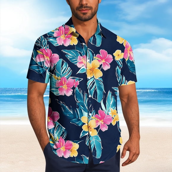 Styesk T Shirts for Man Men's Casual Shirt Short Sleeve Vintage Bowling Shirt Cuba Beach Summer Shirts Button Up Shirt