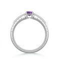 thumbnail image 2 of ANGARA Natural 0.45 Ct. Amethyst with Diamond Side Stones Ring in 14K White Gold for Women (Ring Size: 6.5), 2 of 8