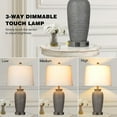 thumbnail image 5 of Cinkeda 3 Way Dimmable Jar Table Lamp with USB A+C Ports AC Outlet for Bedroom Living Room Modern Farmhouse Touch Control Resin Single Bedside Nightstand Lamp, 5 of 7