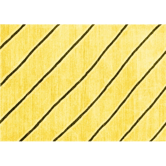 Ahgly Company Machine Washable Indoor Rectangle Solid Yellow Modern Area Rugs, 8' x 12'