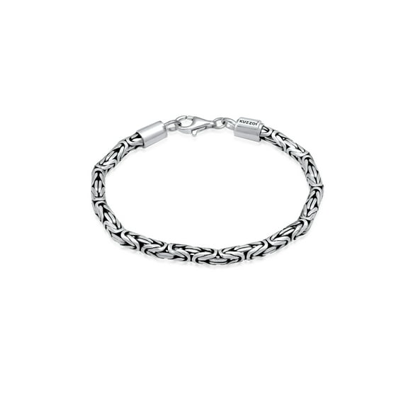 KUZZOI 0.16" Men 925 Sterling Silver Byzantine Bracelet 7.48-9.05 inch