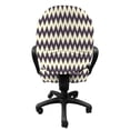 thumbnail image 3 of Chevron Office Chair Slipcover, Horizontal Narrow Sharp Edged Zig Zags Classical Simplistic with Retro Effects, Stretch Decorative Fabric Cover, Standard Size, Dark Blue Cream, by Ambesonne, 3 of 5