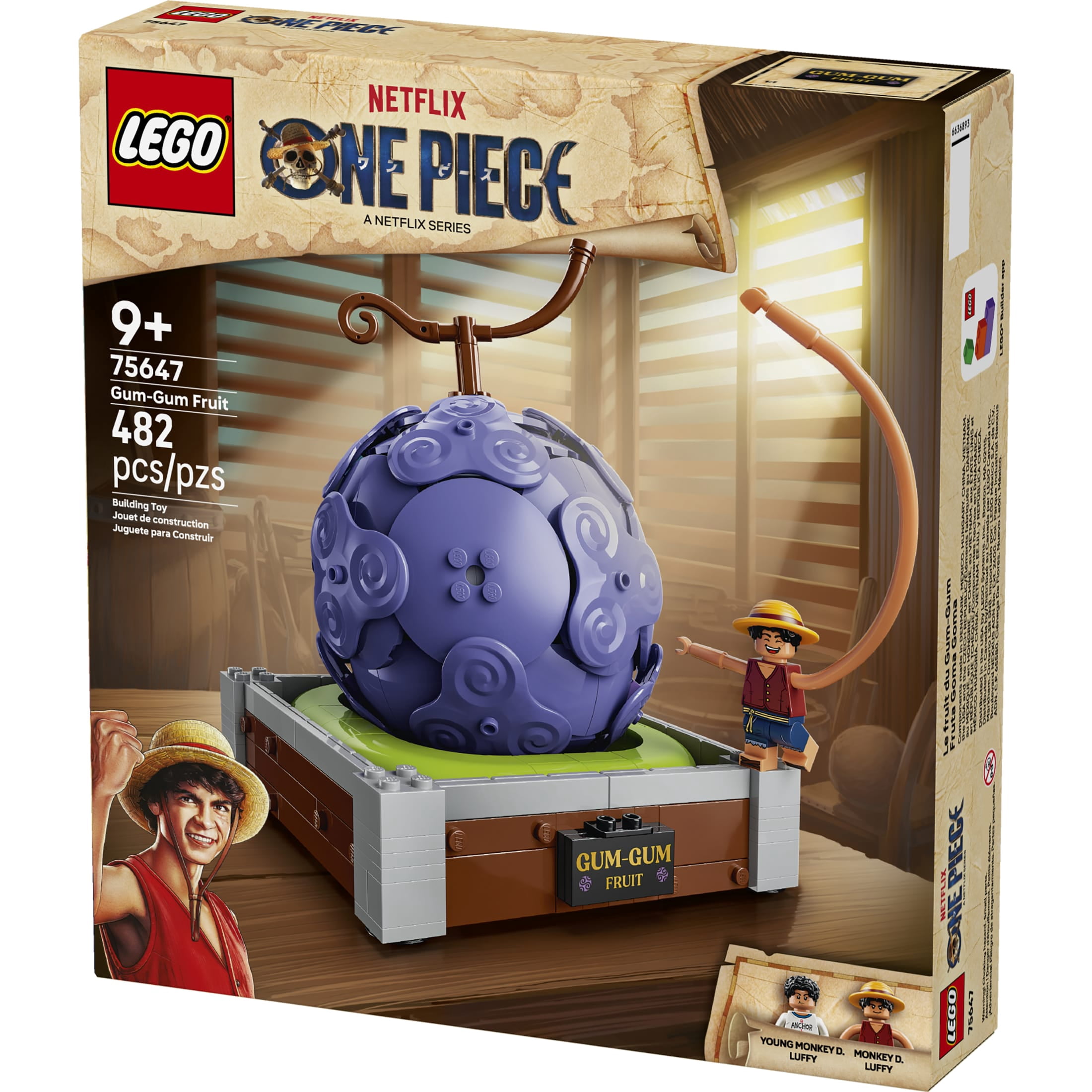 LEGO ONE PIECE Gum Gum Fruit Building Toy - Toys & Figures Playset for Boys & Girls, Ages 9+ - W/ Luffy Figure - Birthday Gift for Kids - 75647