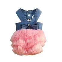 YUEHAO Dog Sweaters for Small Dogs Bubble Skirt Stripe Lace Dress Dog Dress Princess Dresses for Dog, Fashion Pet Dog Clothes, Striped Mesh Puppy Dog Princess Dresses Small Dog Sweater (A, L)