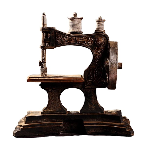 Máquina de coser Estatua de resina Decoraciones Figura creativa Carrete Hilo Pantalla decorativa Estatuilla Esculturas para encimera Estantería de Sunnimix estatuas de escritorio