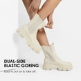 thumbnail image 3 of BURUDANI Women Mid-Calf Chunky Platform Chelsea Combat Boots Lug-Sole Slip-On Ankle Booties, 3 of 5