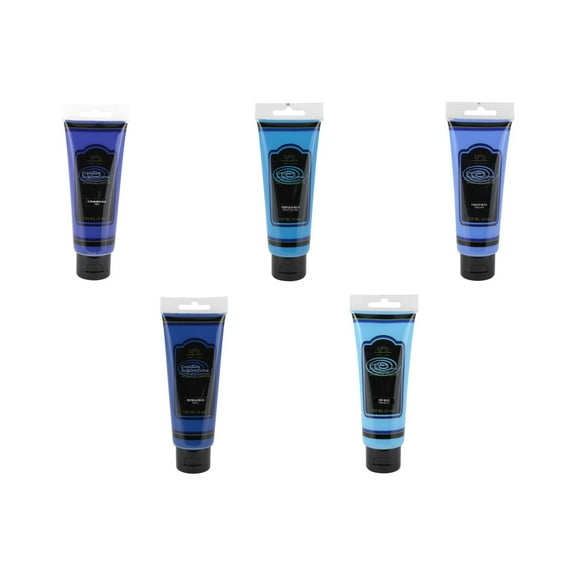 Creative Inspirations Acrylic Paint Blue Set of 5, 120mL Tubes, Smooth & Creamy Consistency, Vibrant Pigmentation, Great Coverage for Artists - Clean Up with Soap & Water