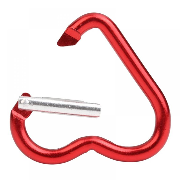 Slopehill Heart Shaped Aluminum Alloy Keychain Clip Carabiner Aluminum Heart Safe Carabiner Hook Clip Key Holder for Outdoo, Red