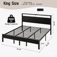thumbnail image 5 of Bexfil King Size LED Bed Frame with Charging Station, Modern Metal Platform Bed with Wood Headboard, Black Oak, 5 of 6