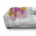 thumbnail image 3 of Zodiac Taurus Soft Flannel Fleece Blanket, Abstract Woman Illustration Pink Hair and Orange Horns Female Taurus Portrait, Cozy Plush for Indoor and Outdoor Use, 70" x 90", Multicolor, by Ambesonne, 3 of 6