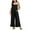 Black, variant on Virmaxy Women Overalls Jumpsuit Cold Shoulder Jumpsuit Solid Button Suspender Jumpsuits Wide Pocket Leg Pant Cotton Linen Overalls For Women Loose Fit Black XS
