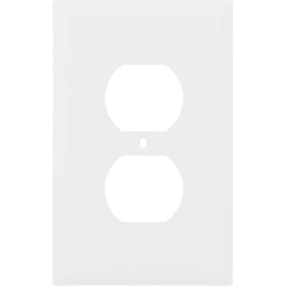 HyperTough Oversized Outlet Plate, Duplex Receptacle, 1 Gang, White Nylon, 53148