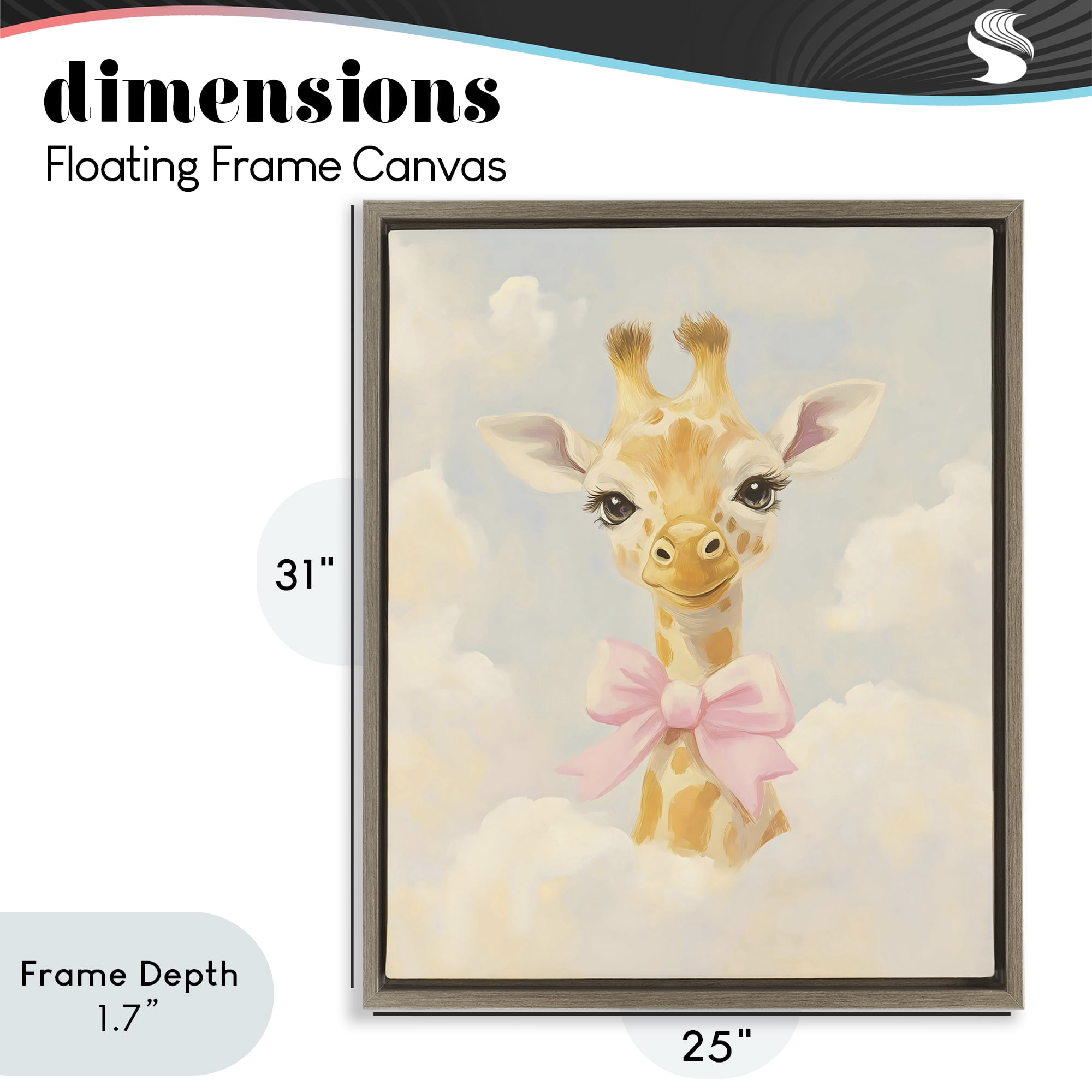 Stupell Industries Charming Giraffe In The Clouds Brown Framed Floater Canvas Wall Art, design by The Prints Vibe