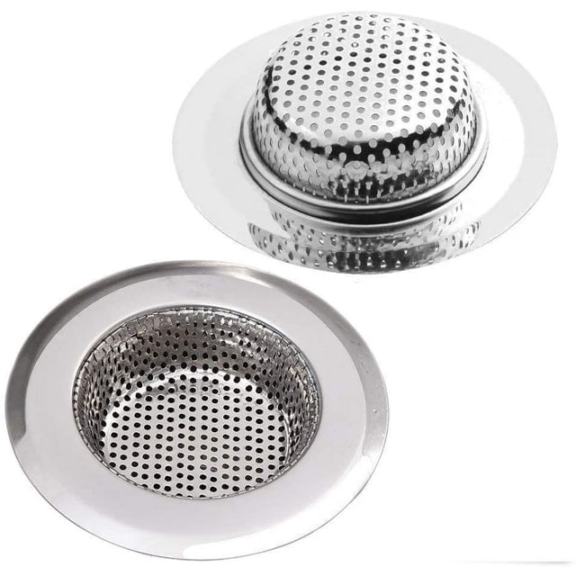 Juego de 2 coladores de drenaje, fregadero de cocina de acero inoxidable, colador de filtro para fregadero de ducha, bañera, colador de drenaje de 2 piezas, diferentes tamaños para desagüe de ducha