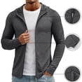 thumbnail image 2 of OIOLOYJM Full Zip Hoodies for Men UPF Sun Protection Lightweight Long Sleeve Jacket Breathable Mesh Outdoor UV Performance Fishing Running Hooded Shirt with Pockets Dark Gray XL, 2 of 8