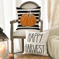 thumbnail image 2 of Sm:)e Watercolor Stripe Pumpkin Maple Leaf Hello Fall Pillow Covers 4 Set 18 x 18 Outdoor Cushion Case, 2 of 6