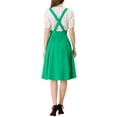 thumbnail image 3 of Unique Bargains Jupe Midi Plissée à Bretelles Rétro à Taille Élastique pour Femme, Vert, m, 3 of 6