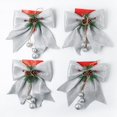 thumbnail image 1 of 4 Pack Noeud Décoratif Arbre de Noël Paillettes Noeuds d'Arc Ornement avec des Arcs Rouges de Pomme de Pin pour Couronne Guirlande Treetopper Fête de Noël (Rouge), 1 of 2