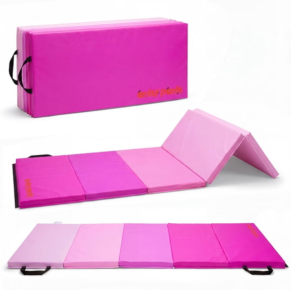 Antsy Pants Tumbling Mat – Gymnastics Mat, Easy to Clean, Sturdy, Foldable Tumbling Mat for Kids, Padded, Portable, Carrying Handle, Gymnastics Equipment for Activity Play, Pink Ombre