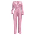 thumbnail image 3 of Casual Jumpsuit Long Sleeve Belted Sequin Jumpsuit - Polyester Spandex, Versatile for Daily Party Beach Wear, 3 of 4