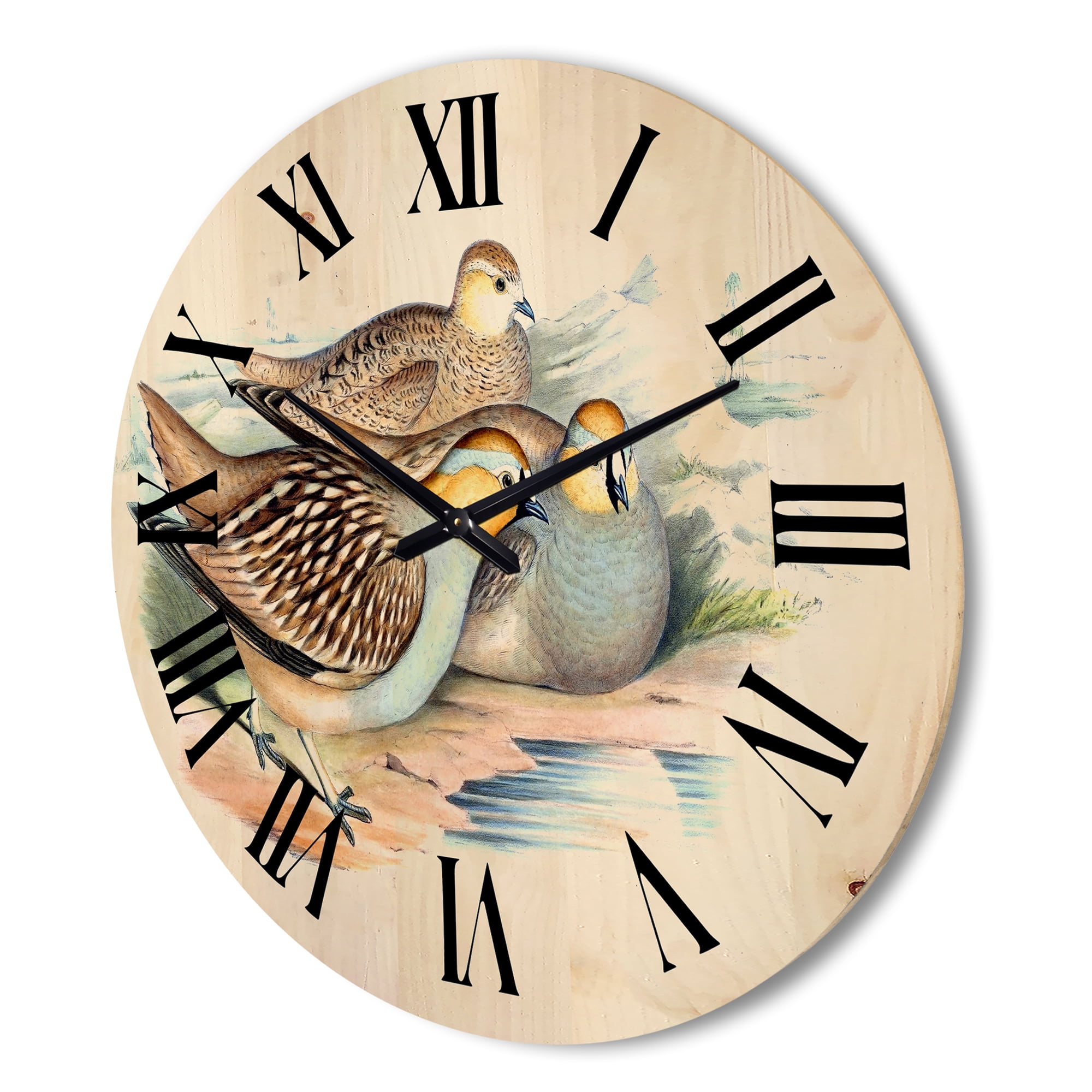 Designart 'Ancient Birds In The Wild III' Traditional Wood Wall Clock