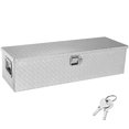 thumbnail image 1 of KFFKFF Robust Aluminum Vehicle Storage Box, Diamond Pattern Toolbox with Lateral Grip and Key Locks, Organizational Chest Box for Pickups, Truck Beds, RVs, Trailers, Dimensions 39"x13"x10", Silver Hue, 1 of 9
