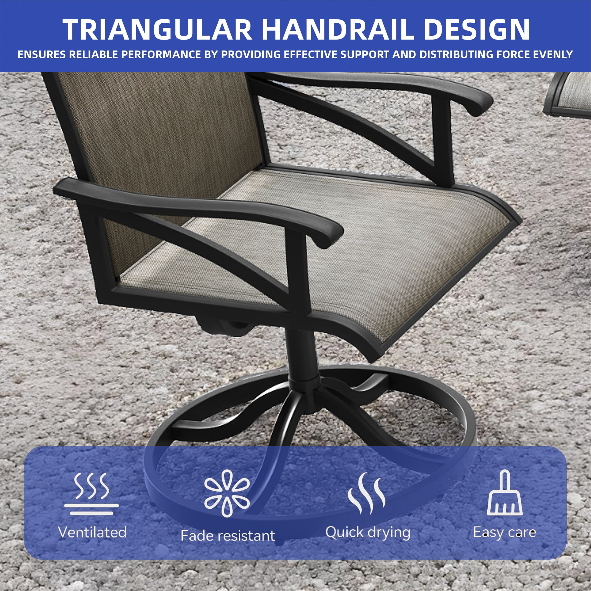 Uforic 4 pcs 360° Swivel Chairs, Outdoor Dining Chairs, Set of 4 Dining Chairs, Ideal for Patio, Garden, Backyard, and Porch, All-weather Material, Breathable Textilene Fabric, Brown