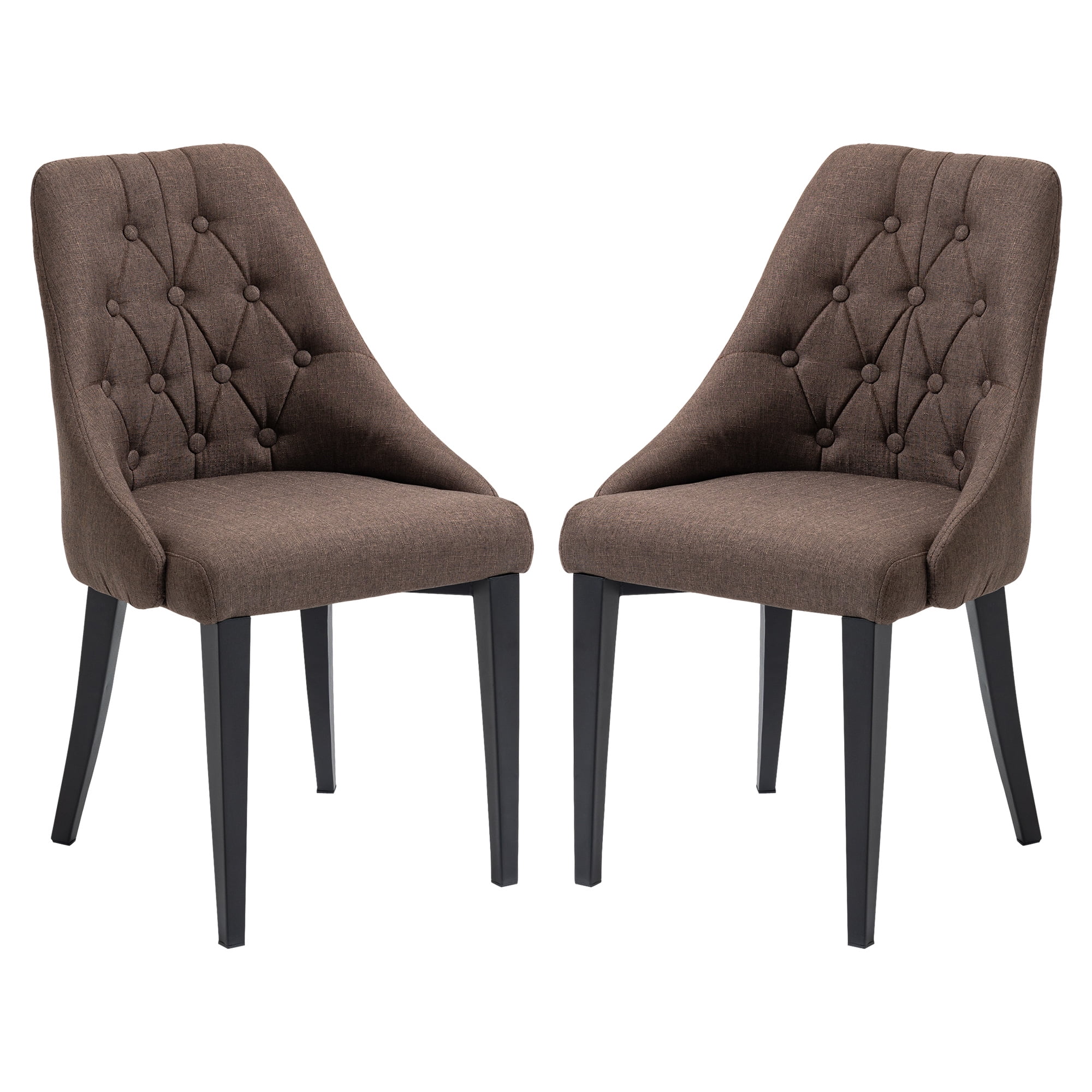 Modern Dining Chairs High Back Side Chairs w/ Steel Legs Brown