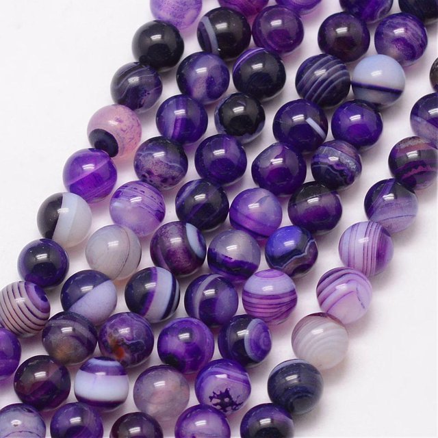 Natural Striped Agate/Banded Agate Bead Strands Round Grade A Dyed & Heated Indigo 6mm Hole: 1mm about 61pcs/strand 15 inch