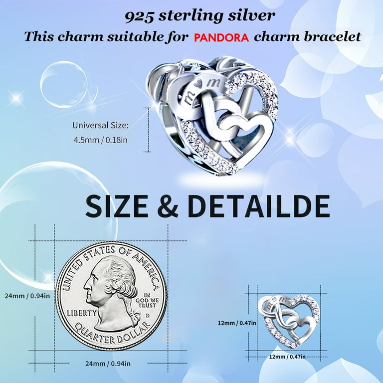 Birthstone Paved Charms for Charm Bracelets & Necklaces 925 Sterling Silver Heart Bead Charms, Women's, Size: One size, Blue