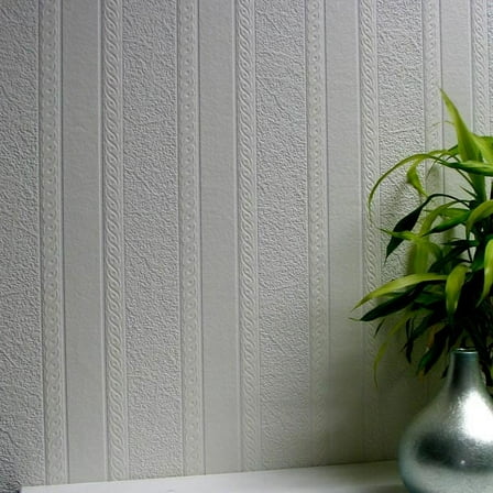 Brewster Blarney Marble Stripe White Paintable Textured Vinyl Unpasted Vinyl Wallpaper, 20.9-in by 33-ft, 57.5 sq. ft.