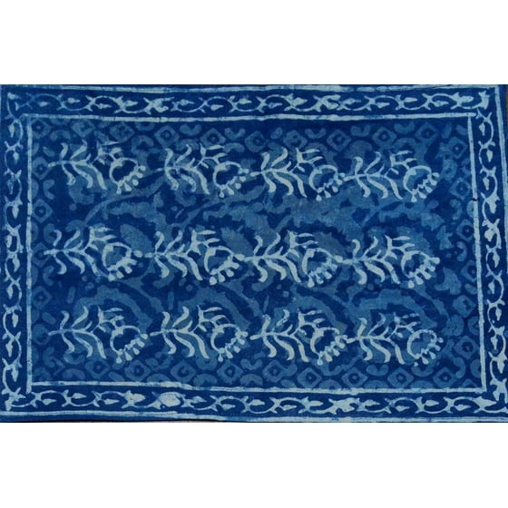 Fl Block Print Tablecloth Cotton Indigo Blue Table Placemats 19 Fl Block Print Tablecloth Cotton Indigo Blue Table Placemats 19 X 13 Inches Com