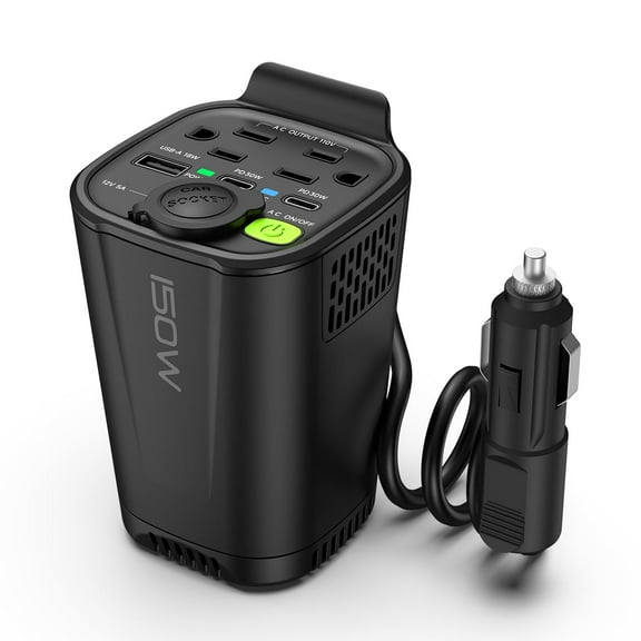 150W Car Power Inverter, Cup Holder DC 12V to 110V Car Plug Adapter Outlet Converter for Vehicles  Lighter Socket for Laptop Computer