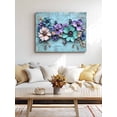 thumbnail image 4 of Spring Purple Flowers Wall Art for Living Room,Canvas Picture Wall Decor for Bathroom Bedroom,Floral Mottled Teal Wall Retro Painting Artwork for Office Kitchen Hallway Dining Room Home Decor 16"x20", 4 of 8