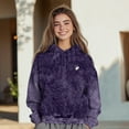 thumbnail image 4 of Dalix Heartly Ghost Embroidery Washed Sweatshirt Hoodie Fleece Relaxed Fit Lounge Womens in Purple XS X-Small, 4 of 5