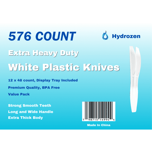576 Count Disposable Knives, Extra Heavy Duty, Tray of 12x48 count, retail shelf-ready
