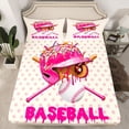 thumbnail image 2 of Feelyou Kawaii Pink Helmet Twin Sheet Sets, Splash Baseball Bedding, 3 Pieces, 2 of 7
