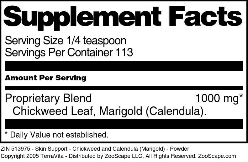 TerraVita Skin Support - Chickweed and Calendula (Marigold) - Powder, (4  oz, 2-Pack, Zin: 513975)
