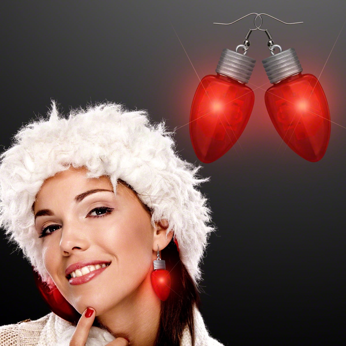 Flashingblinkylights Red Flashing Led Christmas Bulb Light Up Earrings