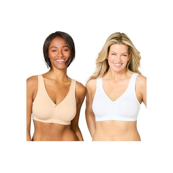 Comfort Choice Women's Plus Size  2-Pack Cotton Full Coverage Bra