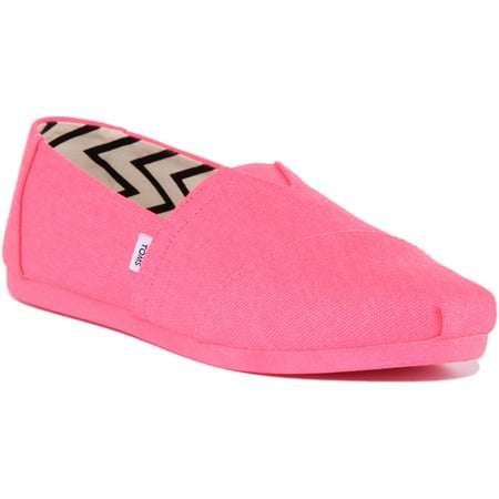 

Toms Alpargata Women s Recycled Cotton Canvas Slip On Trainers In Neon Pink Size 9.5