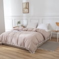 thumbnail image 3 of Move Over Taupe Duvet Cover King White Pom Poms Quilt Cover Only Ball Fringe Pattern Washed Microfiber No Filling, 3 of 10